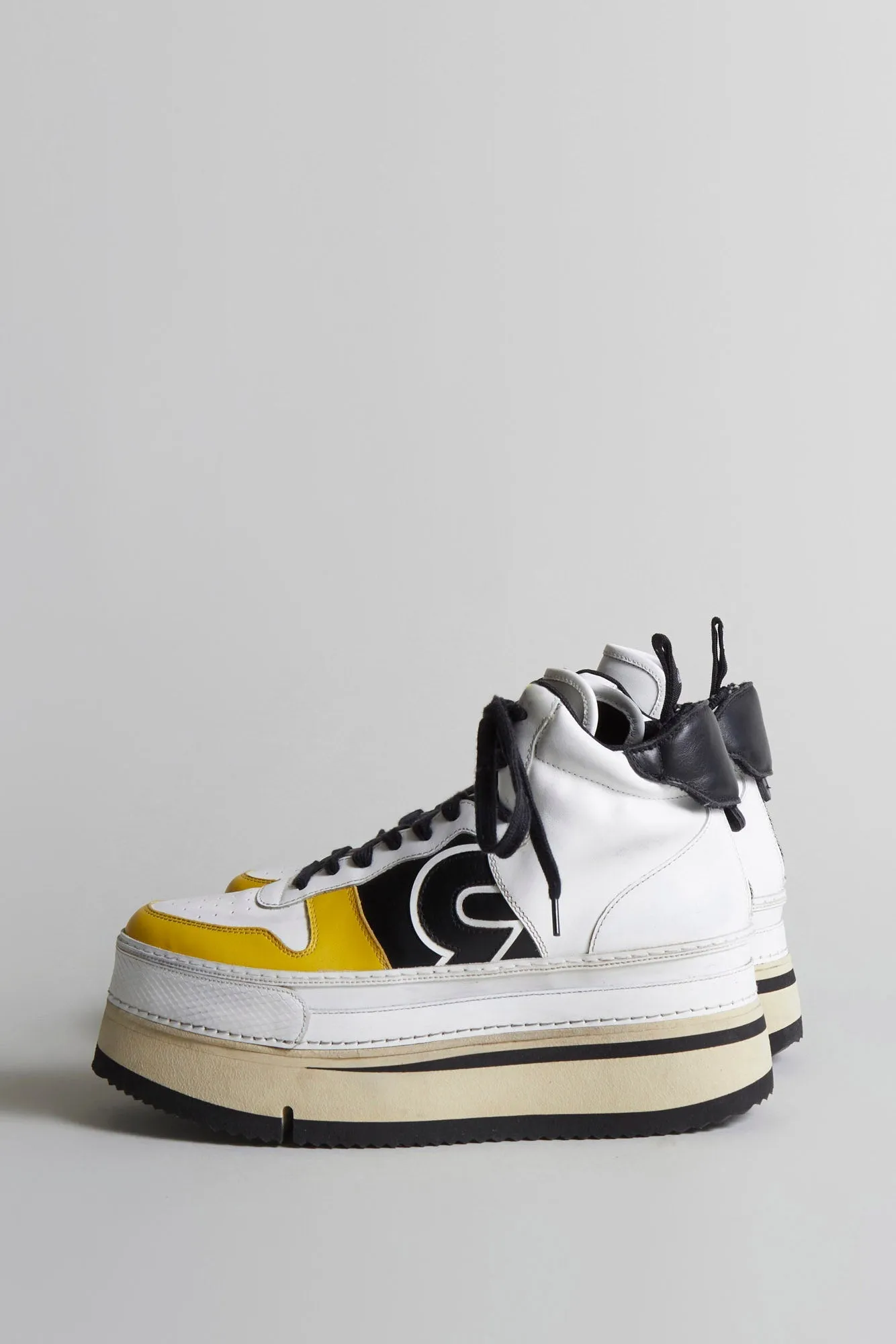 RIOT LEATHER HIGH TOP - SKATE WHITE & YELLOW - WHITE/YELLOW/BLACK LEATHER sold by R13 product image thumbnail 2