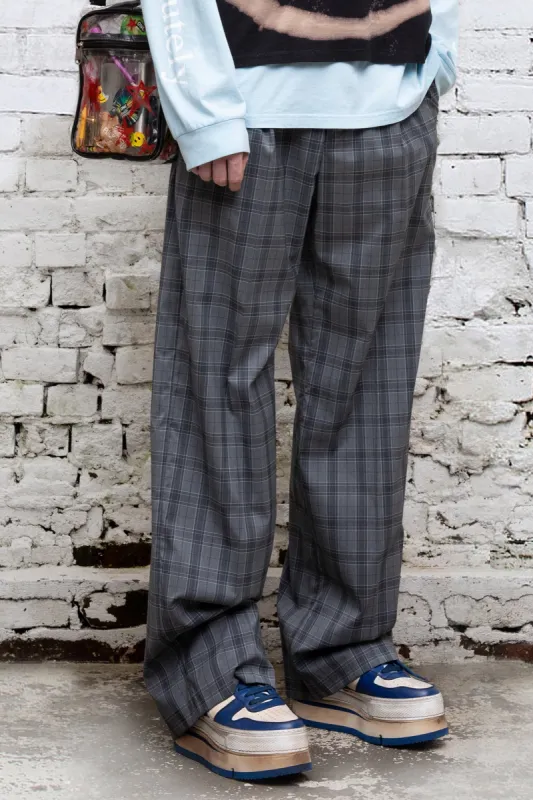 WIDE LEG TROUSER - GREY PLAID sold by R13