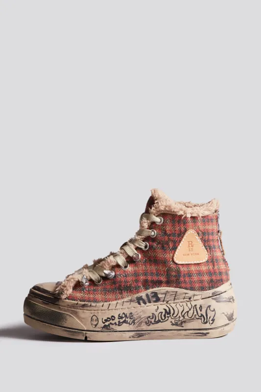 KURT HIGH TOP SNEAKER - RED PLAID sold by R13