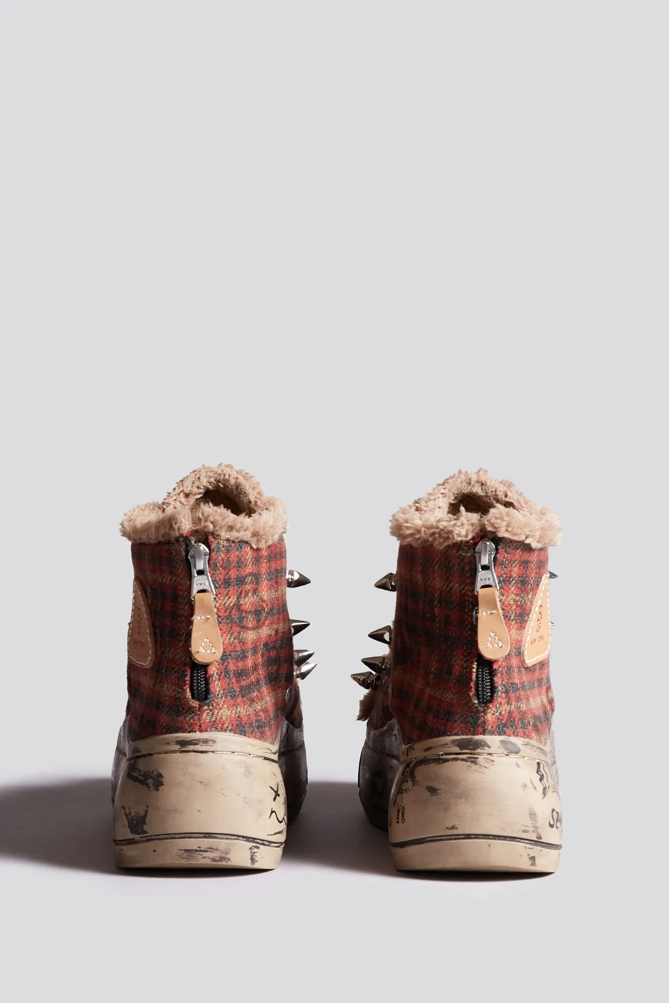 KURT HIGH TOP SNEAKER - RED PLAID sold by R13 product image thumbnail 3