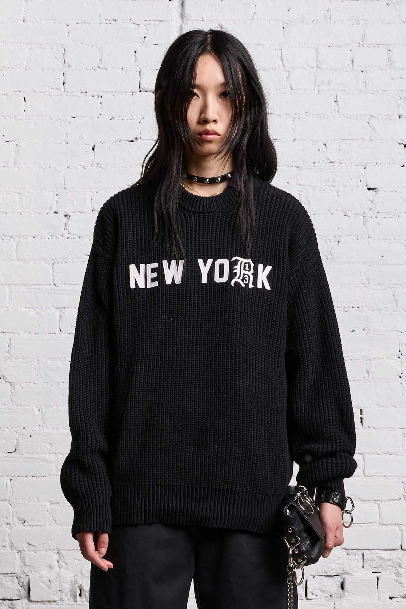 R13 NEW YORK BOYFRIEND SWEATER - BLACK sold by R13 product image thumbnail 3