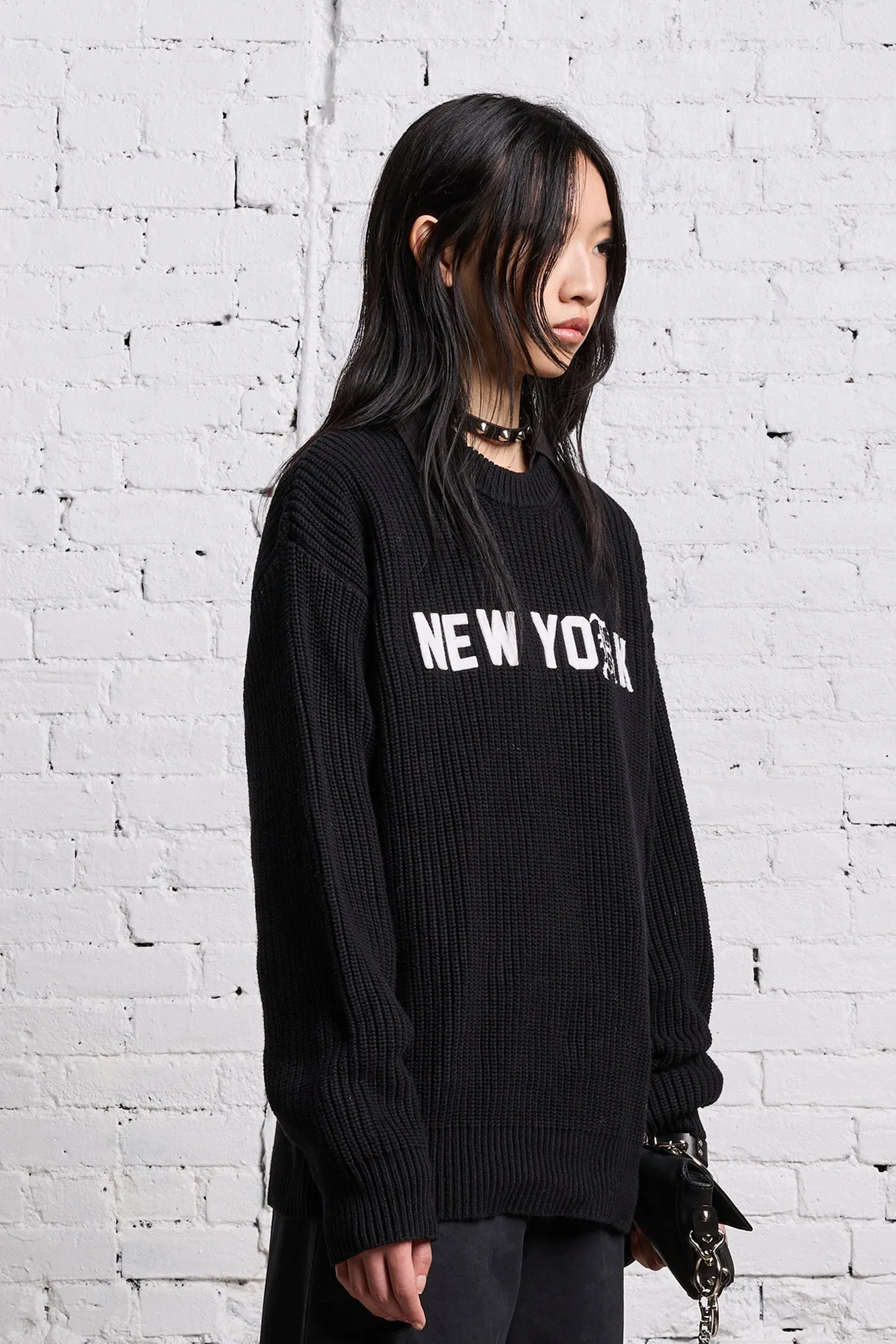 R13 NEW YORK BOYFRIEND SWEATER - BLACK sold by R13 product image thumbnail 4