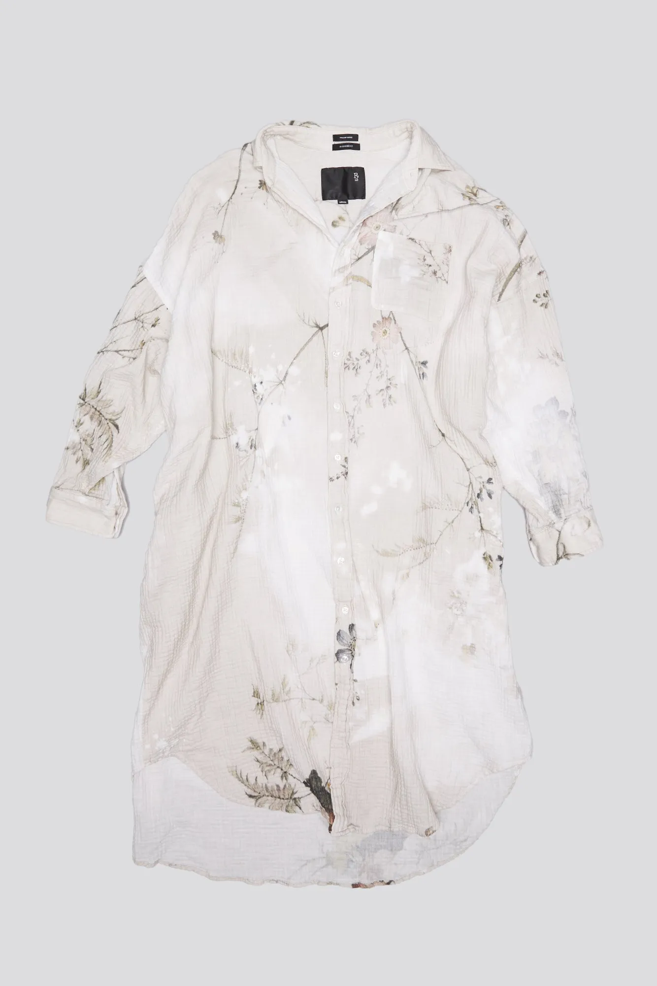 JUMBO SHIRTDRESS - BLEACHED CREAM FLORAL sold by R13 product image thumbnail 4