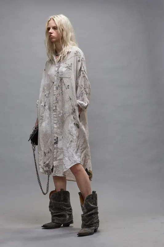 JUMBO SHIRTDRESS - BLEACHED CREAM FLORAL sold by R13