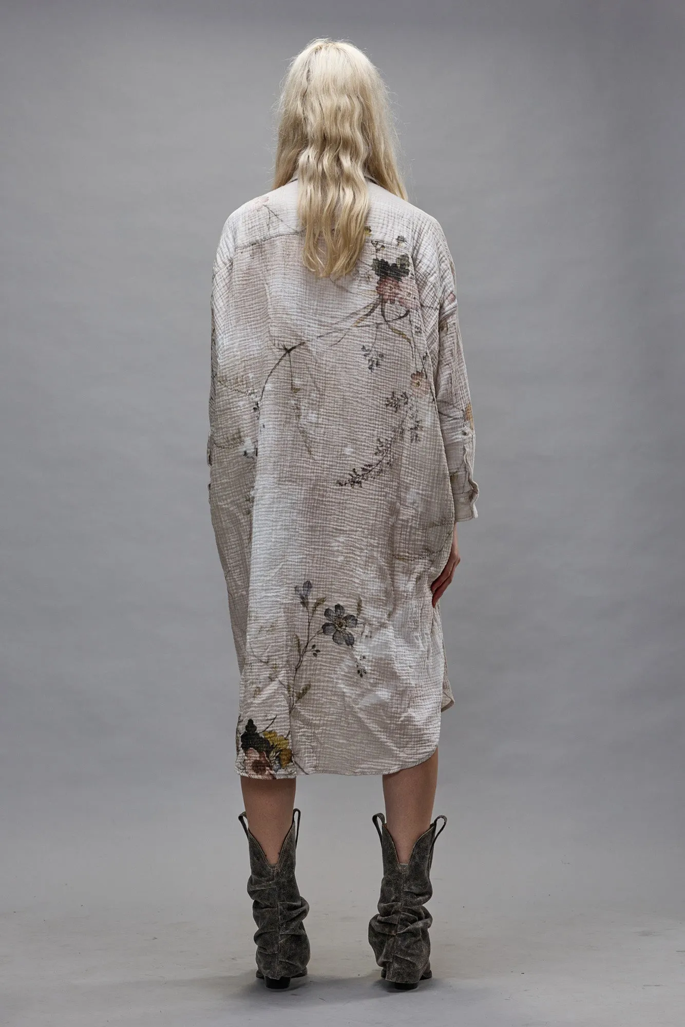 JUMBO SHIRTDRESS - BLEACHED CREAM FLORAL sold by R13 product image thumbnail 3