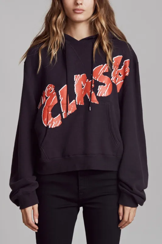 CLASH CROPPED HOODIE - WASHED BLACK sold by R13