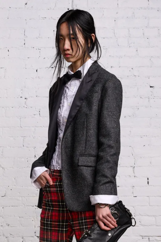 SHRUNKEN BLAZER - CHARCOAL AND SATIN sold by R13