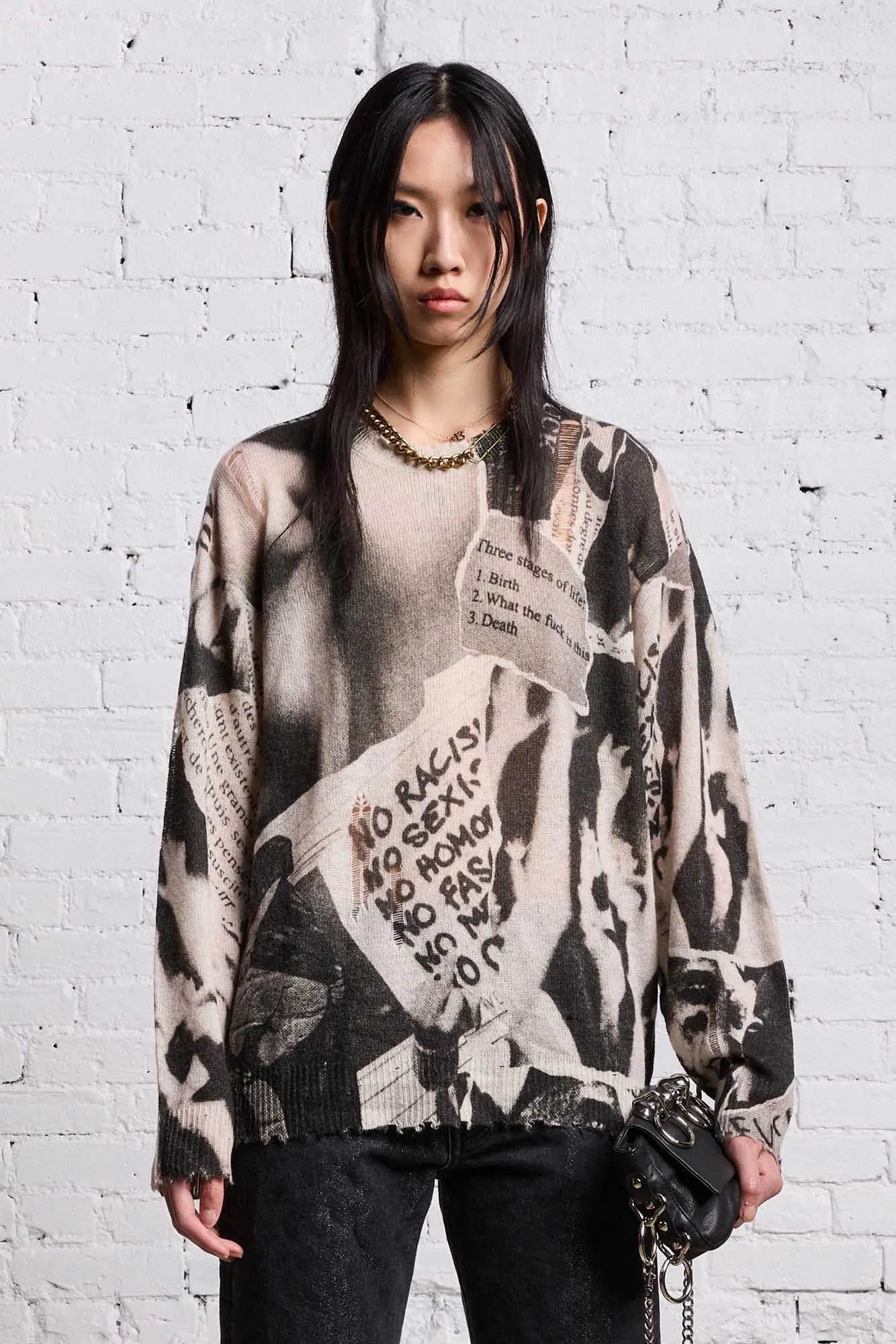 PRINTED BOYFRIEND SWEATER - NEWSPAPER sold by R13 product image thumbnail 3