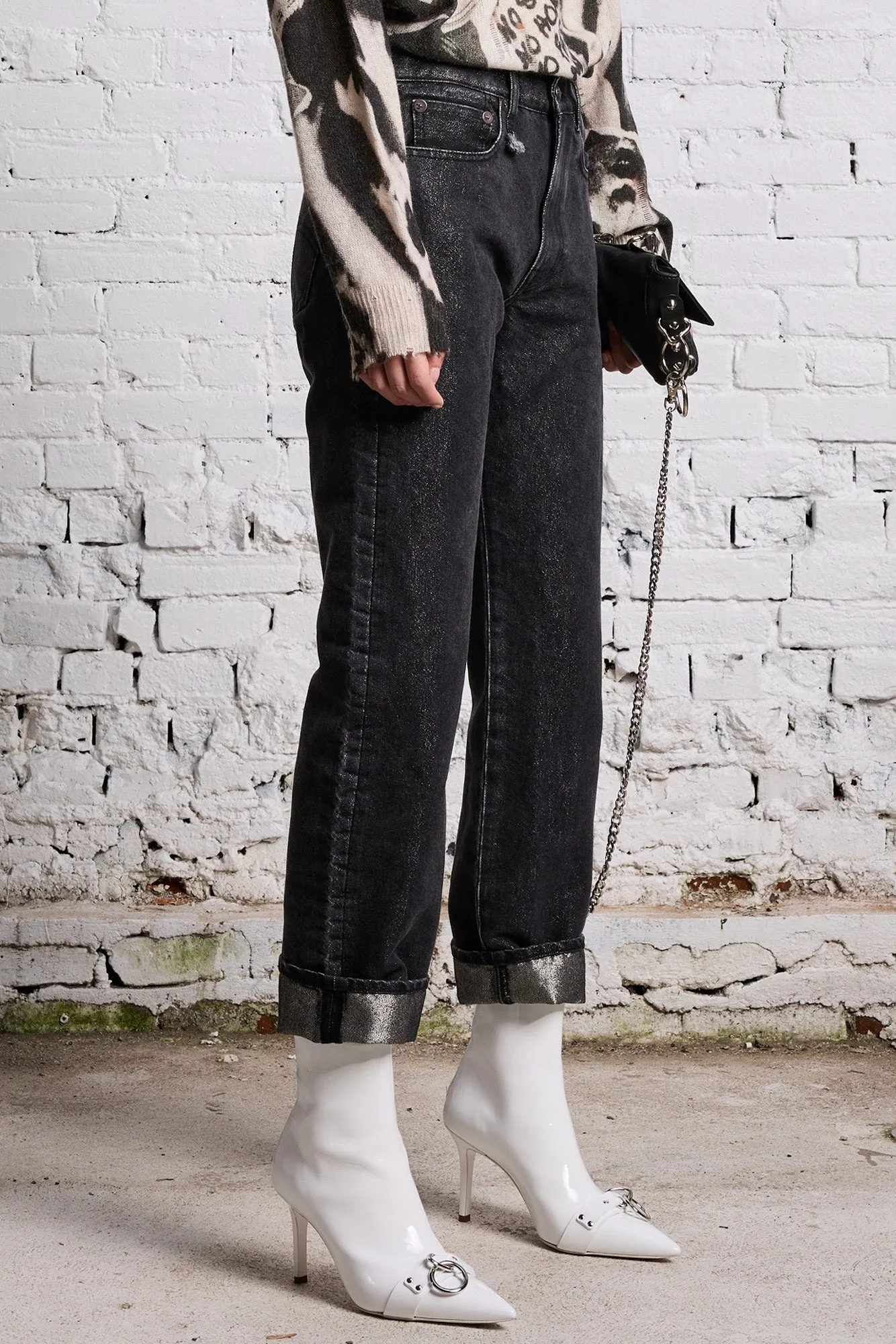 BOYFRIEND JEAN - METALLIC BLACK sold by R13 product image thumbnail 4