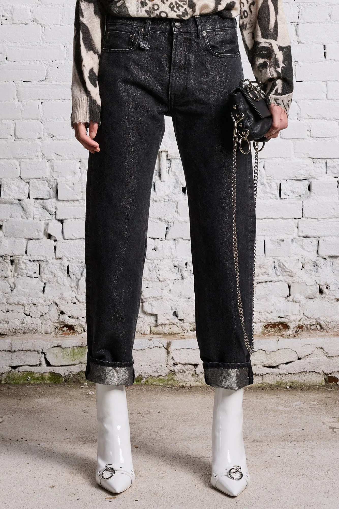 BOYFRIEND JEAN - METALLIC BLACK sold by R13 product image thumbnail 3