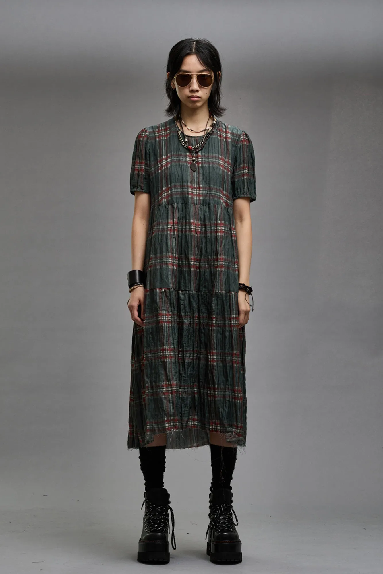 RELAXED MIDI - MARSH GREEN PLAID sold by R13 product image thumbnail 2