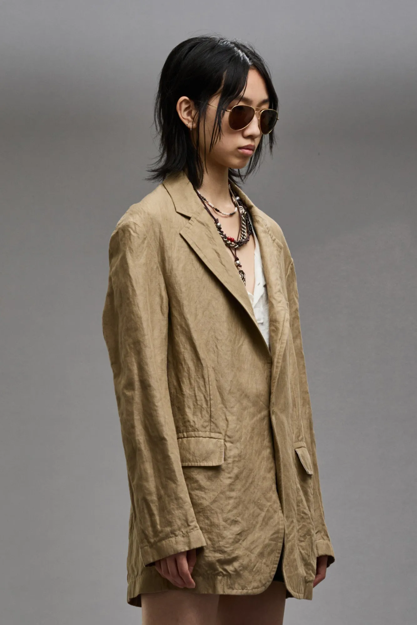 OVERSIZED RAGGED BLAZER - KHAKI sold by R13 product image thumbnail 4