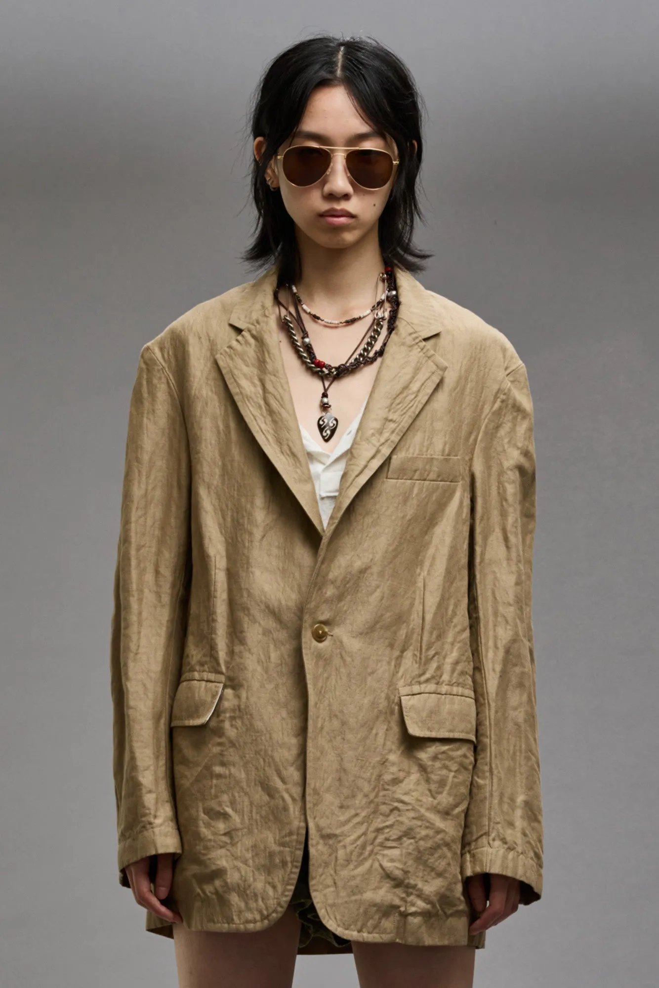 OVERSIZED RAGGED BLAZER - KHAKI sold by R13 product image thumbnail 3