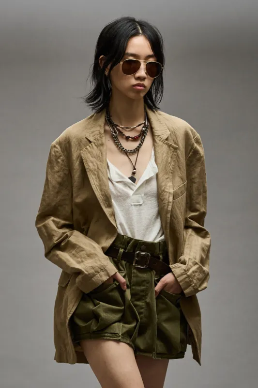 OVERSIZED RAGGED BLAZER - KHAKI sold by R13