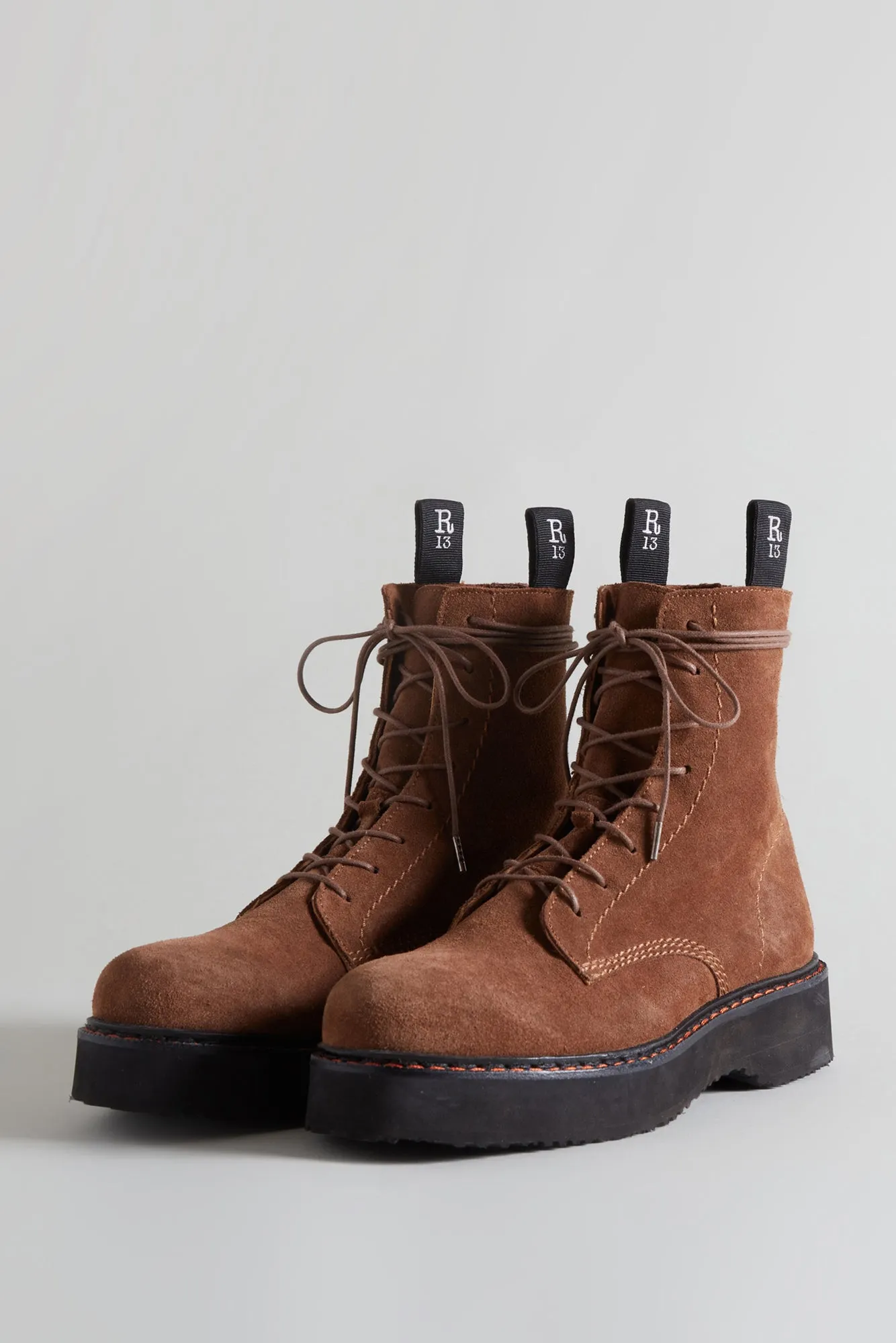 SINGLE STACK BOOT - BROWN SUEDE sold by R13