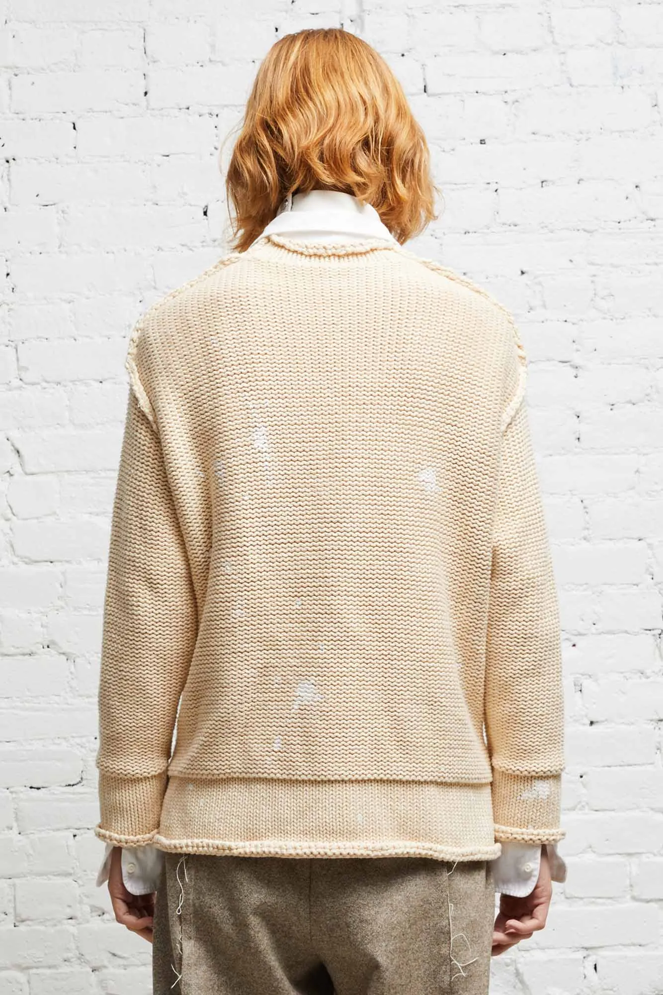 ROLLED EDGE BOXY CARDIGAN - NATURAL sold by R13 product image thumbnail 5