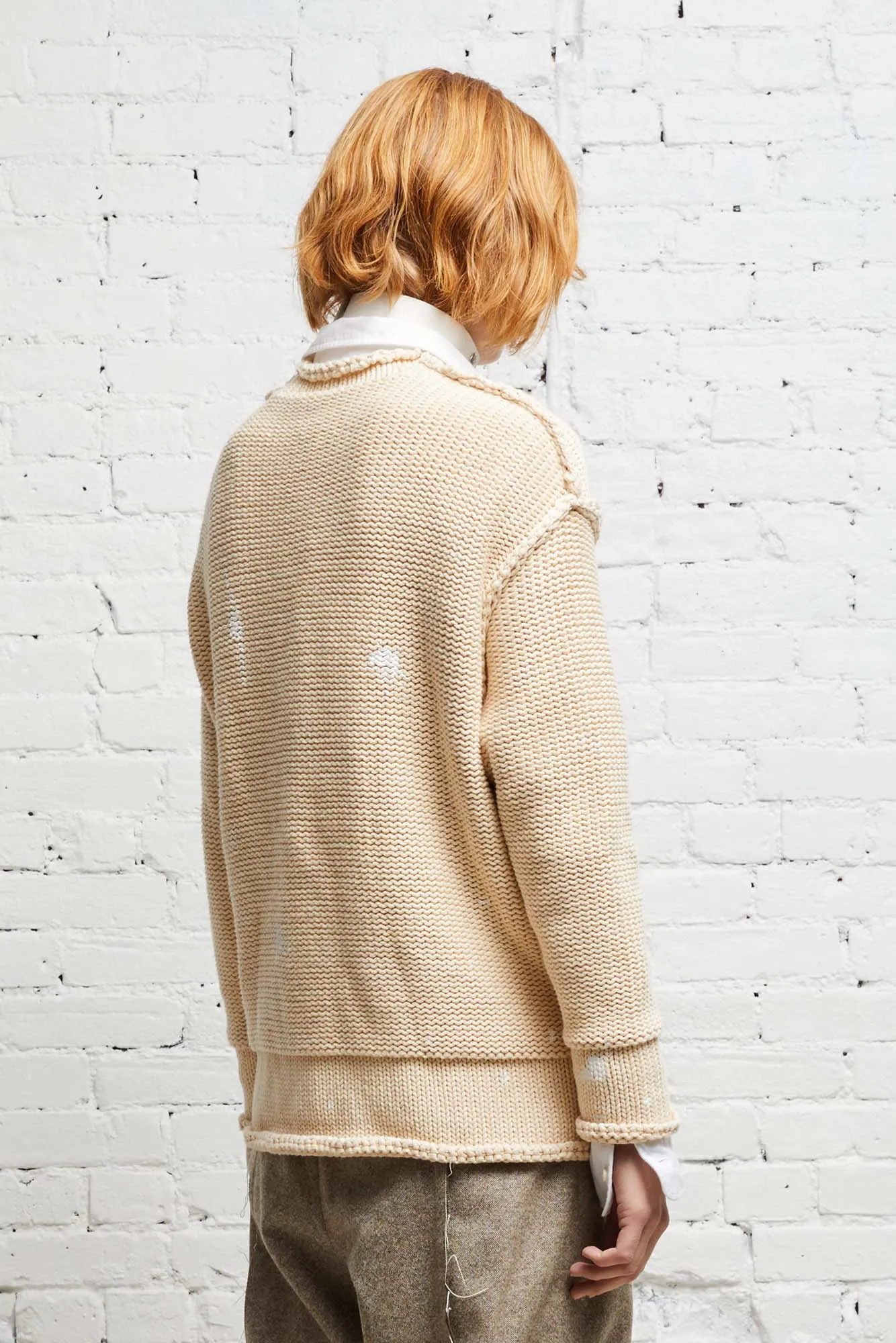 ROLLED EDGE BOXY CARDIGAN - NATURAL sold by R13 product image thumbnail 4