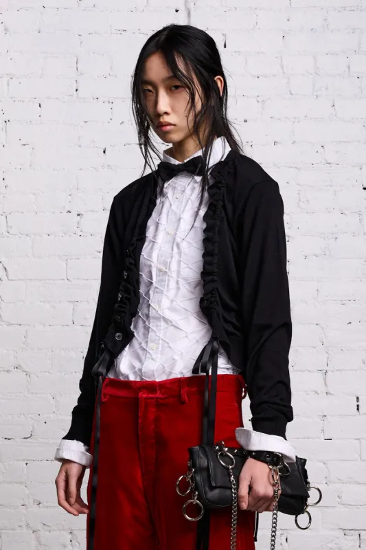 SHIRRED CARDIGAN - BLACK sold by R13