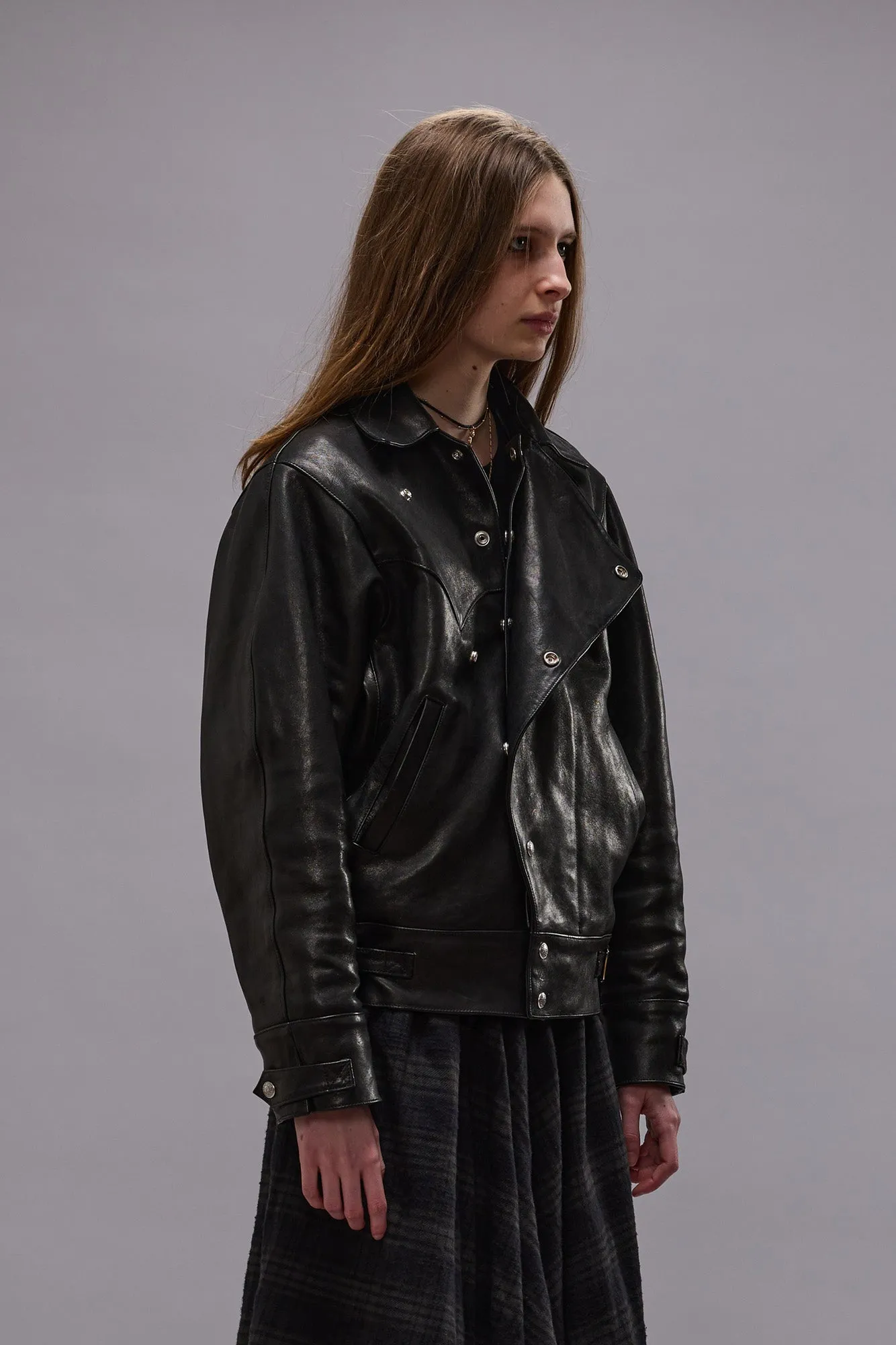 ASYMMETRICAL SNAP JACKET - BLACK sold by R13 product image thumbnail 3