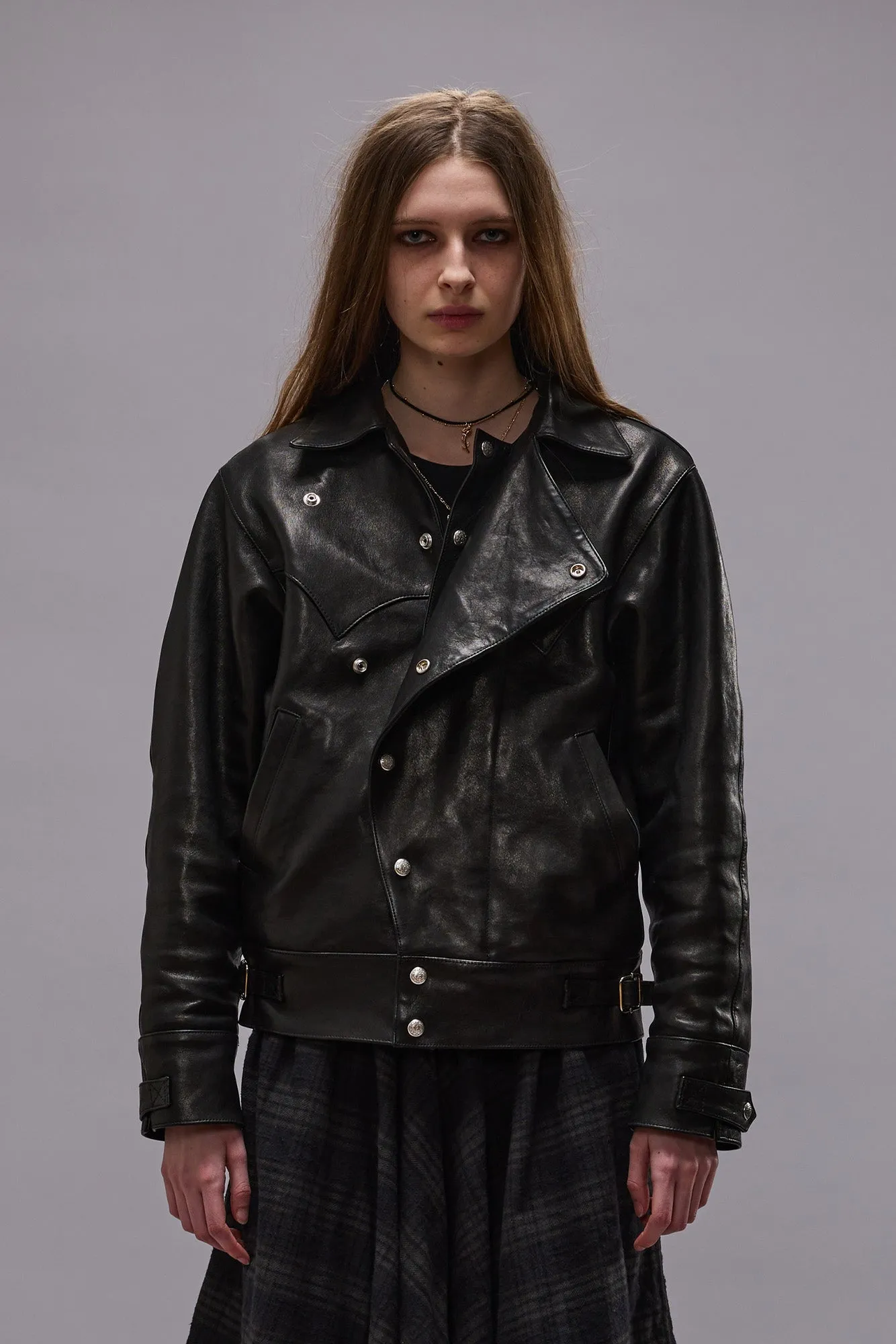 ASYMMETRICAL SNAP JACKET - BLACK sold by R13 product image thumbnail 2