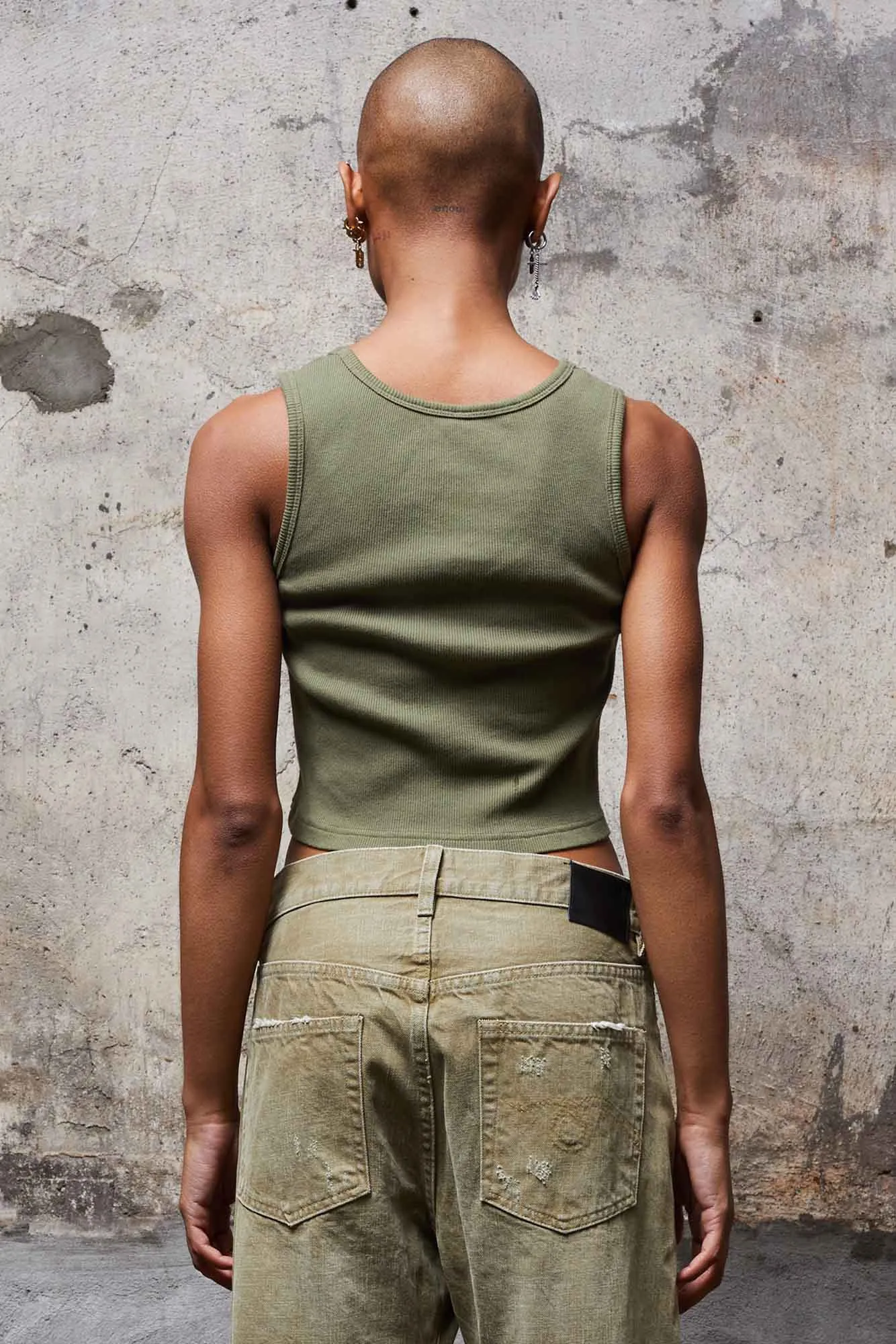 Distressed Tank - Olive sold by R13 product image thumbnail 2