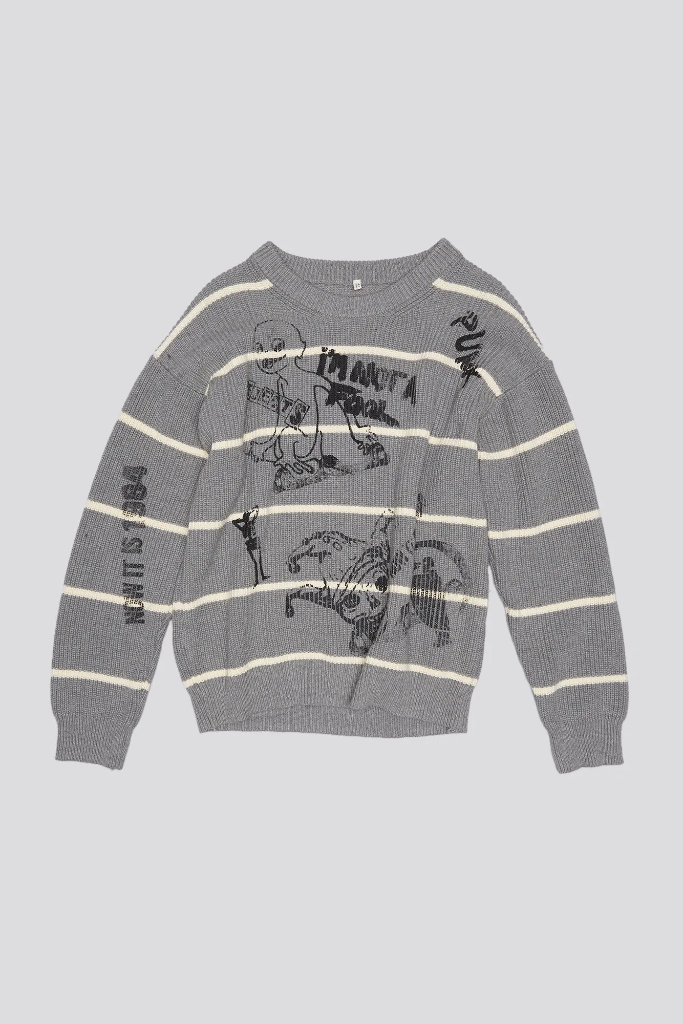 STRIPED BOYFRIEND SWEATER - HEATHER GREY sold by R13 product image thumbnail 5