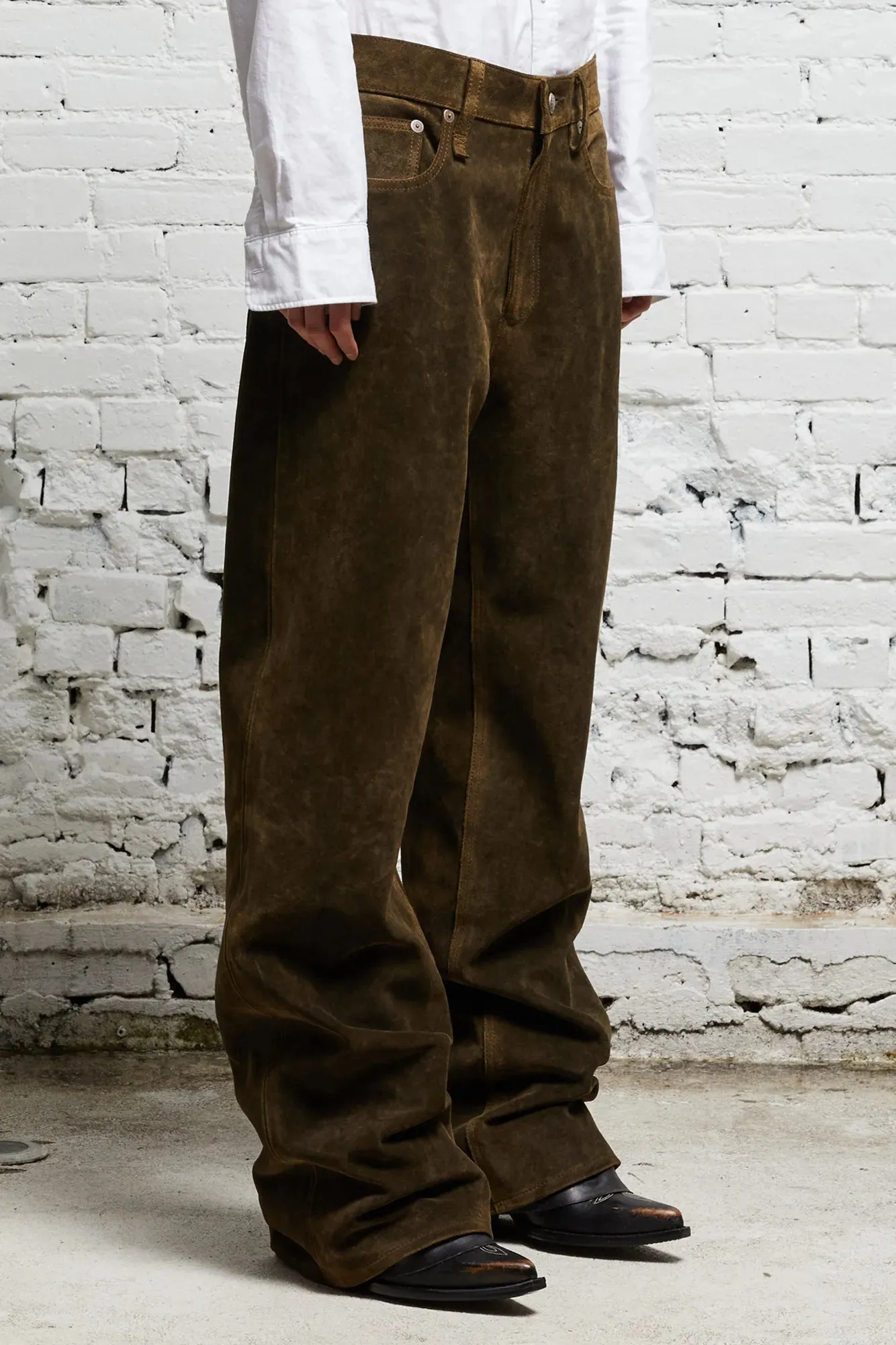 D'ARCY LOOSE LEATHER PANT - BROWN sold by R13 product image thumbnail 3