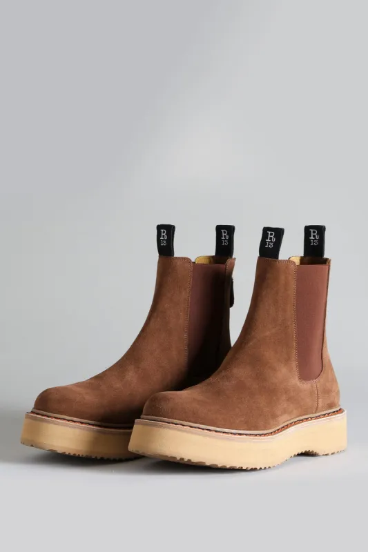 SINGLE STACK CHELSEA BOOT - BROWN SUEDE sold by R13