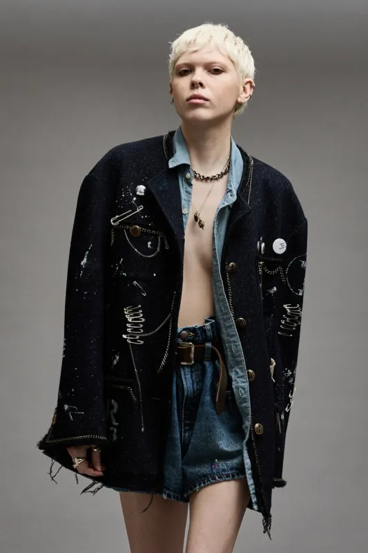 SLOUCH CHORE JACKET - DARK TWEED sold by R13