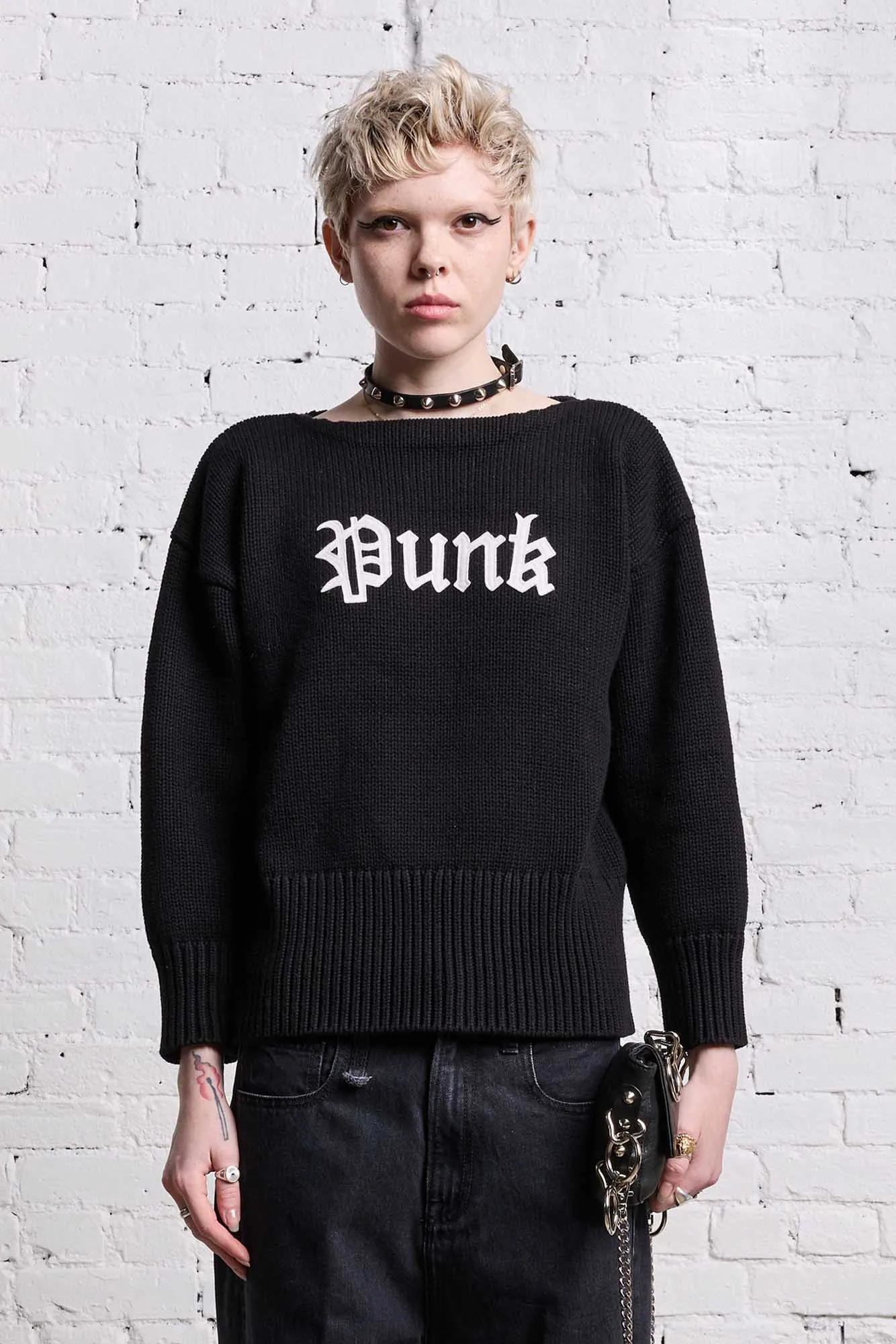 SHRUNKEN PUNK SWEATER - GOTHIC BLACK sold by R13 product image thumbnail 3