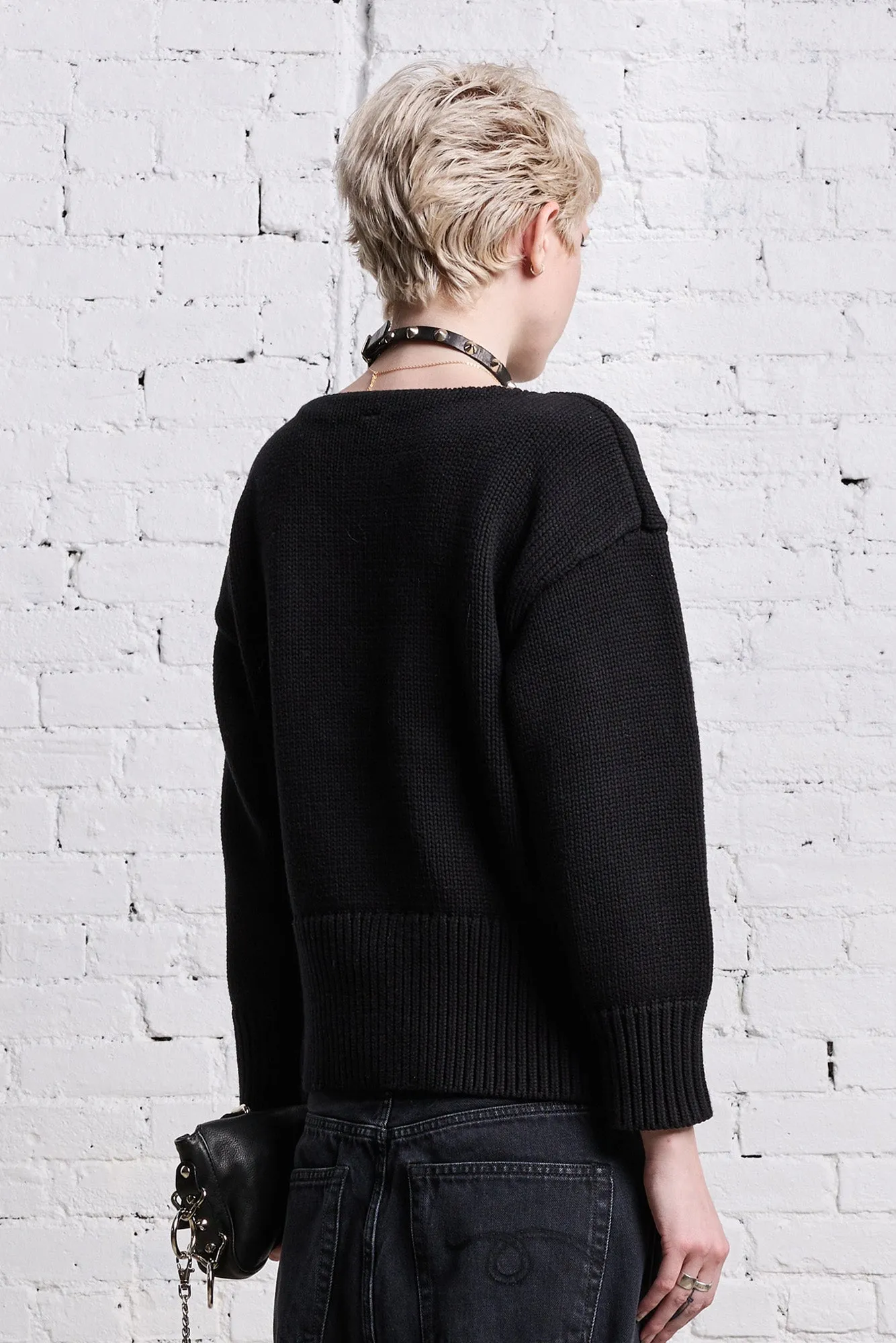 SHRUNKEN PUNK SWEATER - GOTHIC BLACK sold by R13 product image thumbnail 5