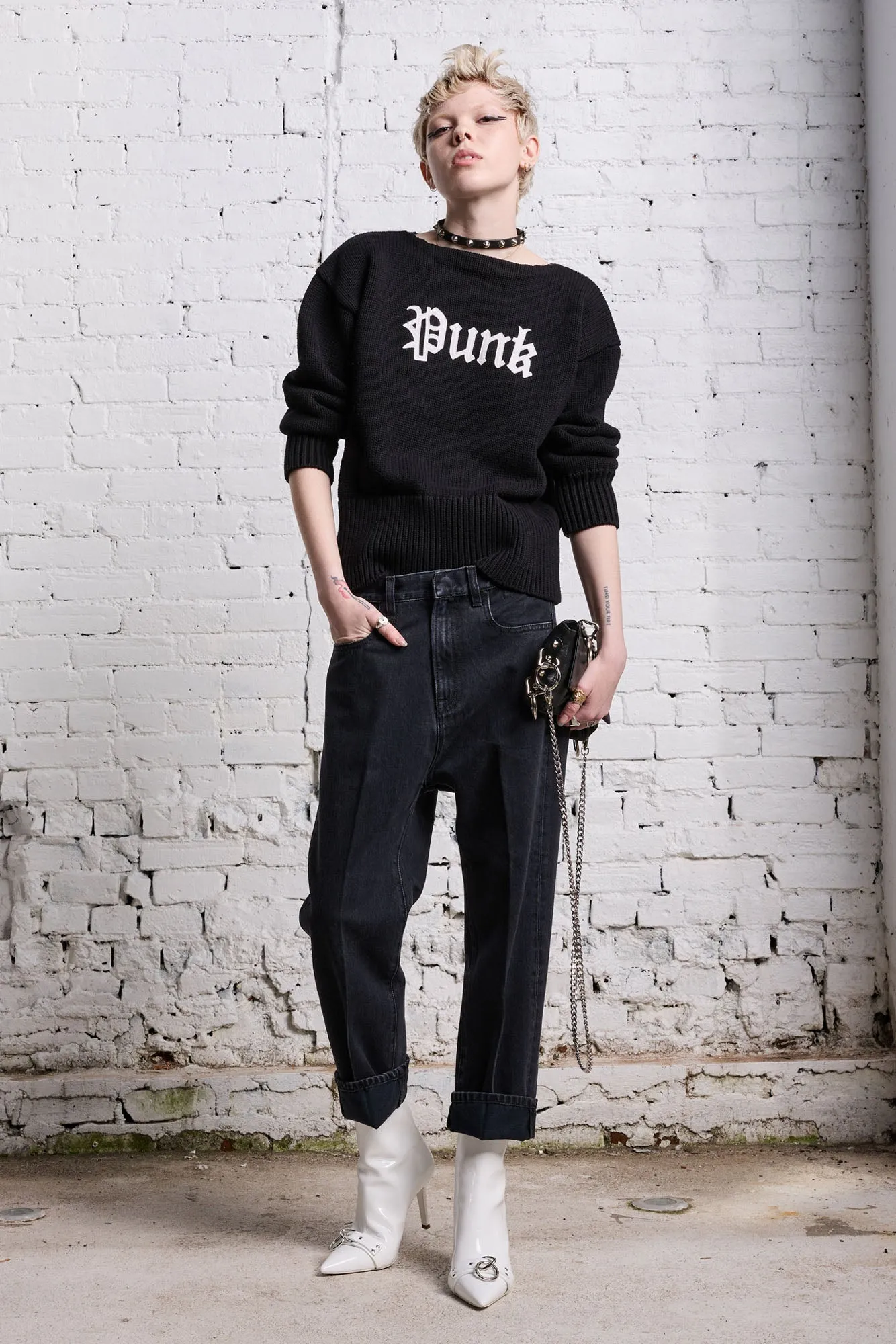 SHRUNKEN PUNK SWEATER - GOTHIC BLACK sold by R13 product image thumbnail 2