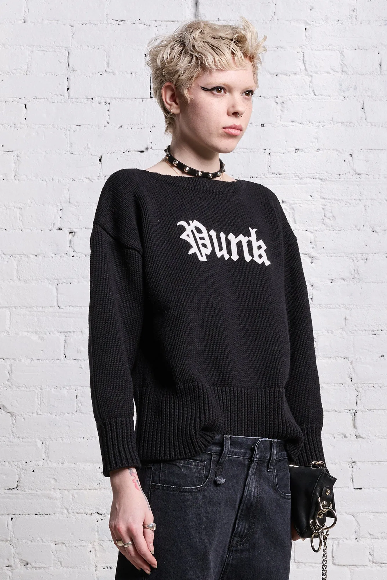SHRUNKEN PUNK SWEATER - GOTHIC BLACK sold by R13 product image thumbnail 4