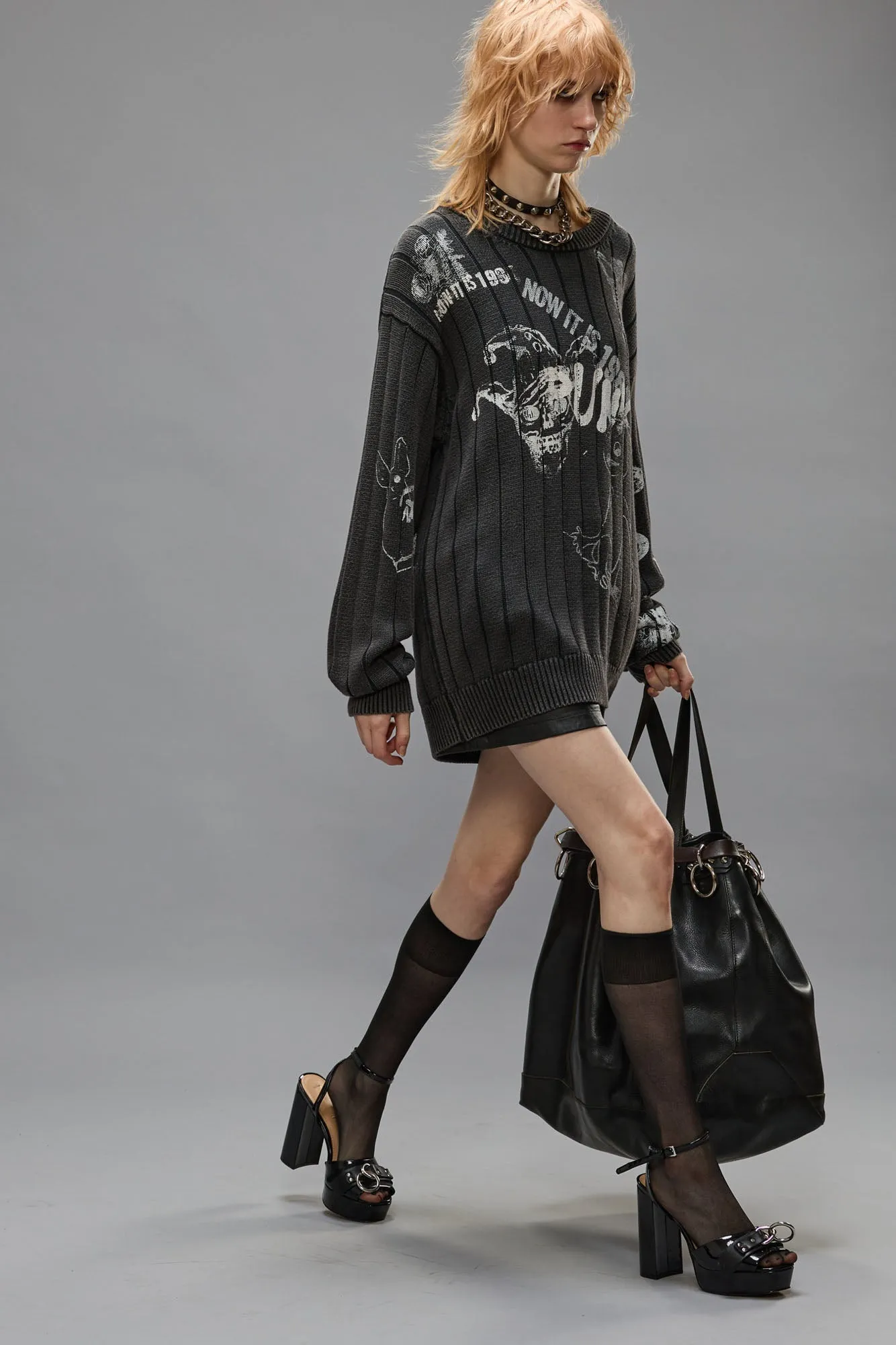 DROP NEEDLE SWEATER - ACID BLACK sold by R13 product image thumbnail 3