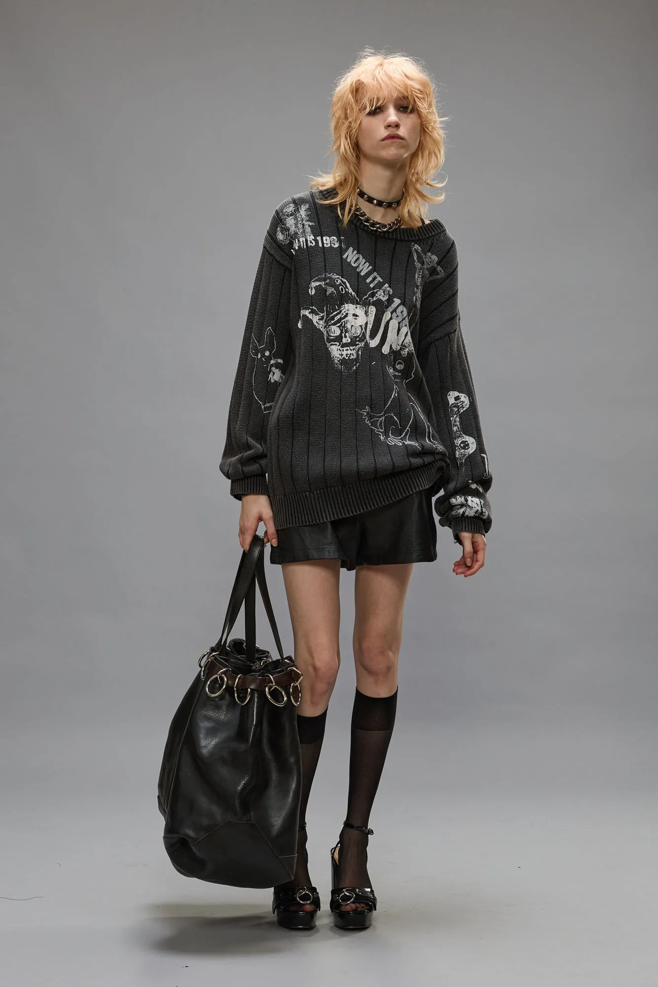 DROP NEEDLE SWEATER - ACID BLACK sold by R13 product image thumbnail 2