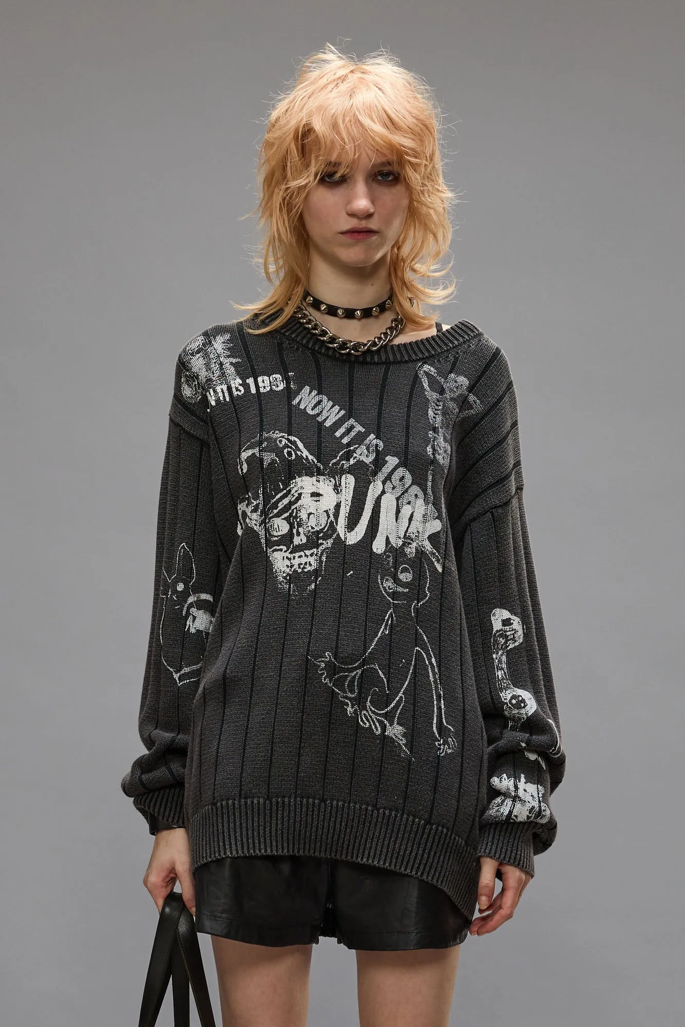 DROP NEEDLE SWEATER - ACID BLACK sold by R13 product image thumbnail 4