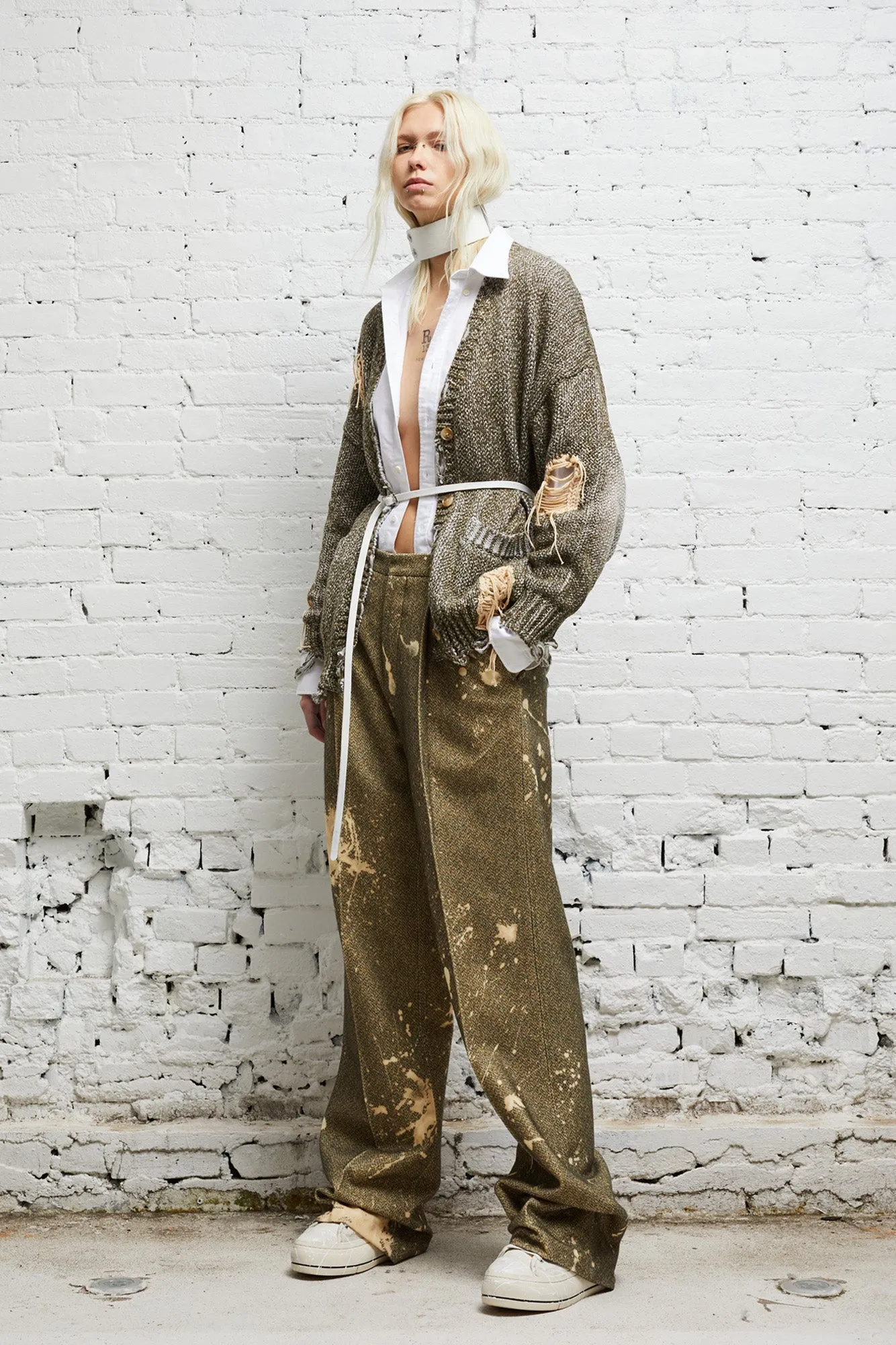 DISTRESSED JUMBO CARDIGAN - PRINTED TWEED sold by R13 product image thumbnail 2