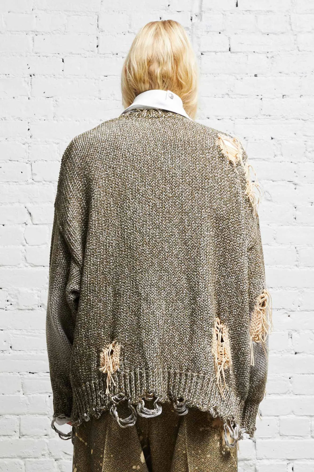 DISTRESSED JUMBO CARDIGAN - PRINTED TWEED sold by R13 product image thumbnail 5