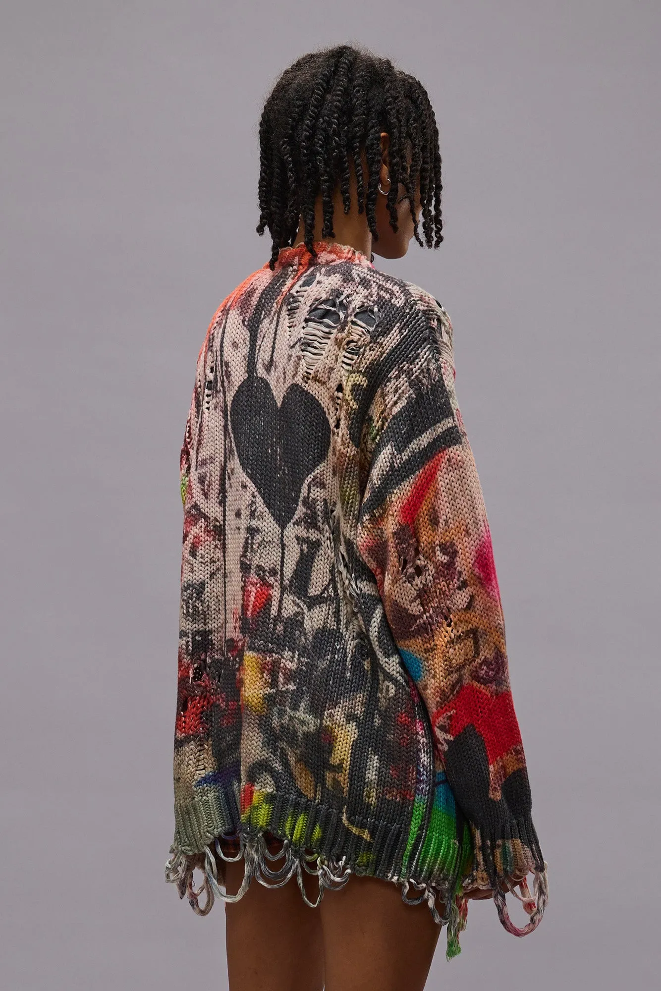 PRINTED BOYFRIEND CARDIGAN - HEART GRAFFITI PRINT sold by R13 product image thumbnail 5