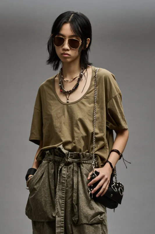 SCOOP NECK RELAXED T - LIGHT OLIVE sold by R13