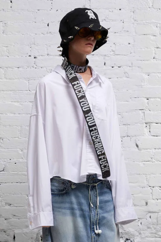 DROP NECK CROPPED SHIRT - WHITE sold by R13