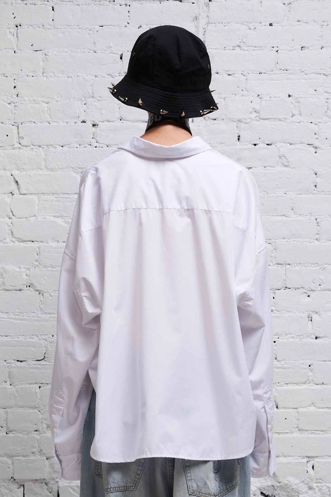 DROP NECK CROPPED SHIRT - WHITE sold by R13 product image thumbnail 5