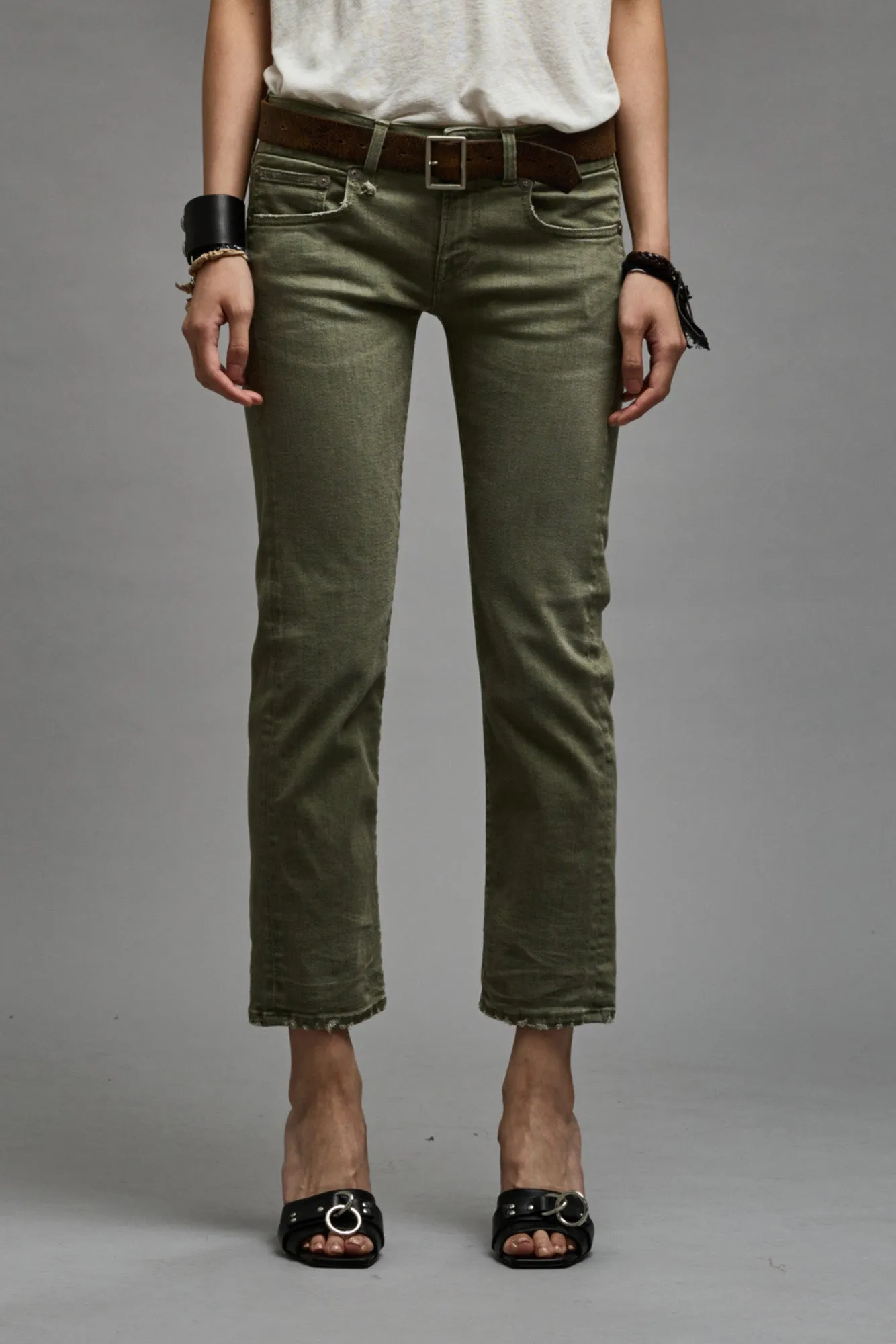BOY STRAIGHT - OLIVE GREEN STRETCH sold by R13 product image thumbnail 3