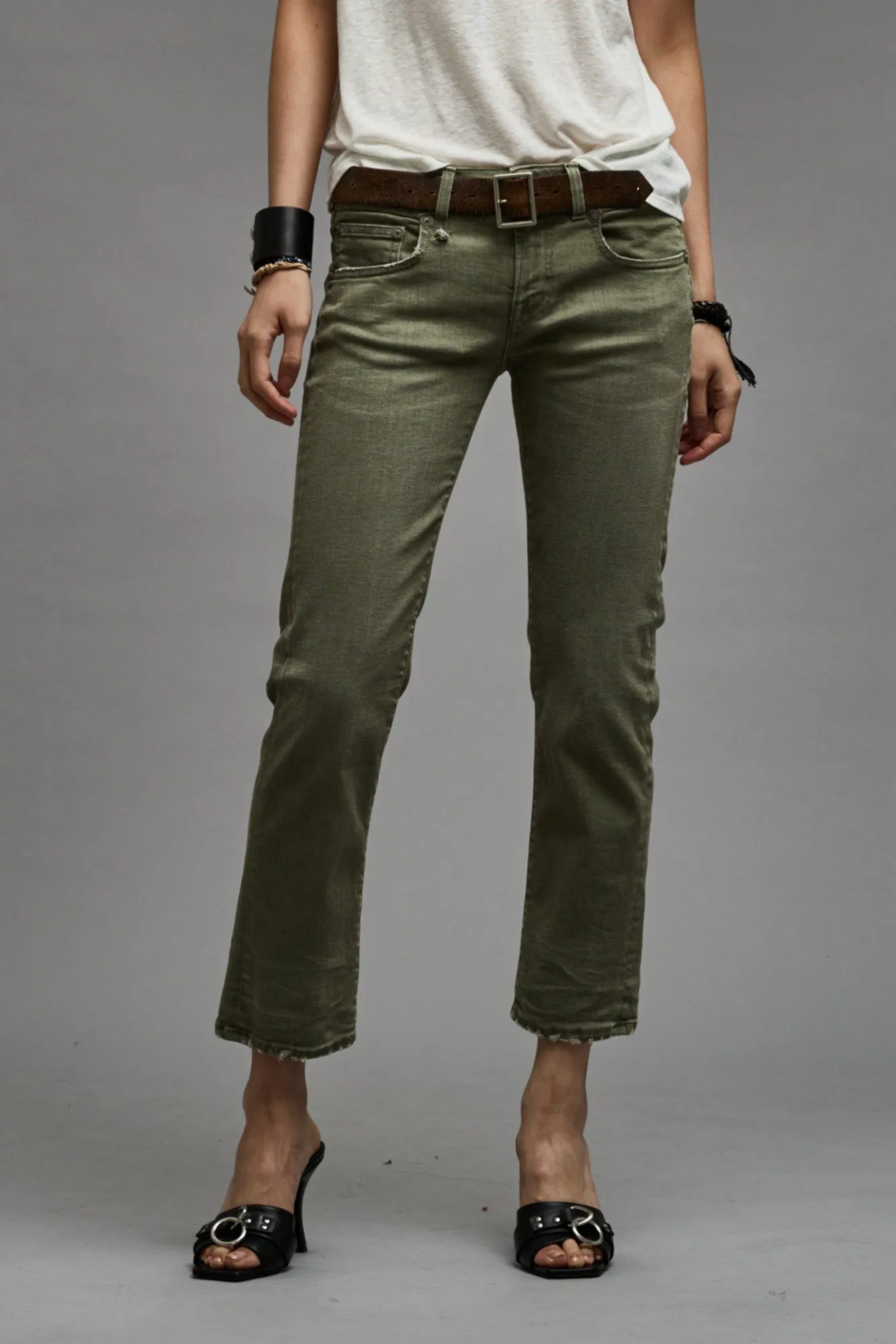 BOY STRAIGHT - OLIVE GREEN STRETCH sold by R13