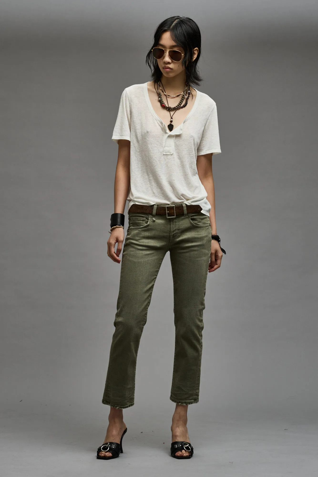 BOY STRAIGHT - OLIVE GREEN STRETCH sold by R13 product image thumbnail 2