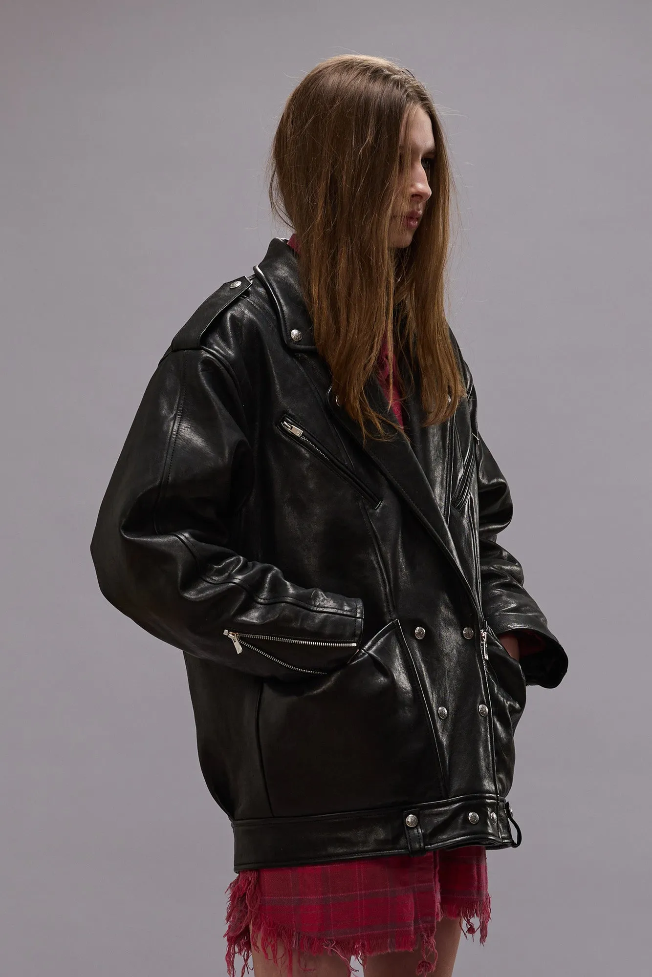 ELONGATED MOTORCYCLE JACKET - BLACK sold by R13 product image thumbnail 4