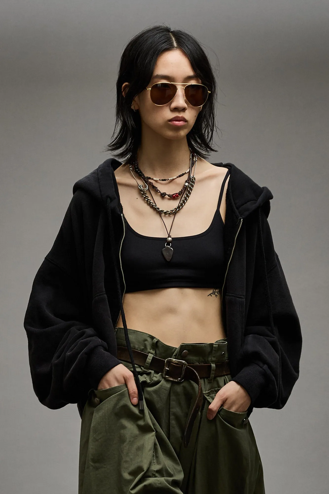 BALLOON ZIP-UP HOODIE - BLACK sold by R13