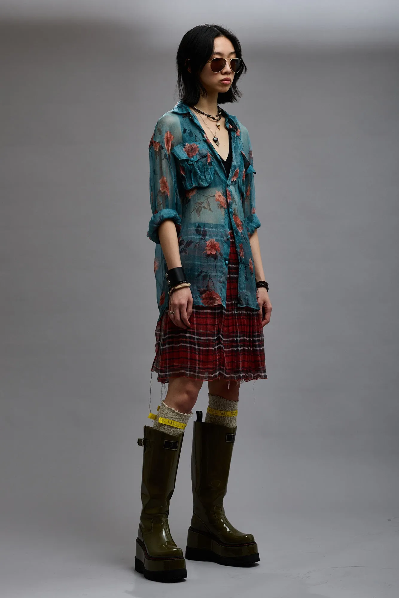 BELLOW POCKET RELAXED SHIRT - BLUE FLORAL sold by R13 product image thumbnail 2