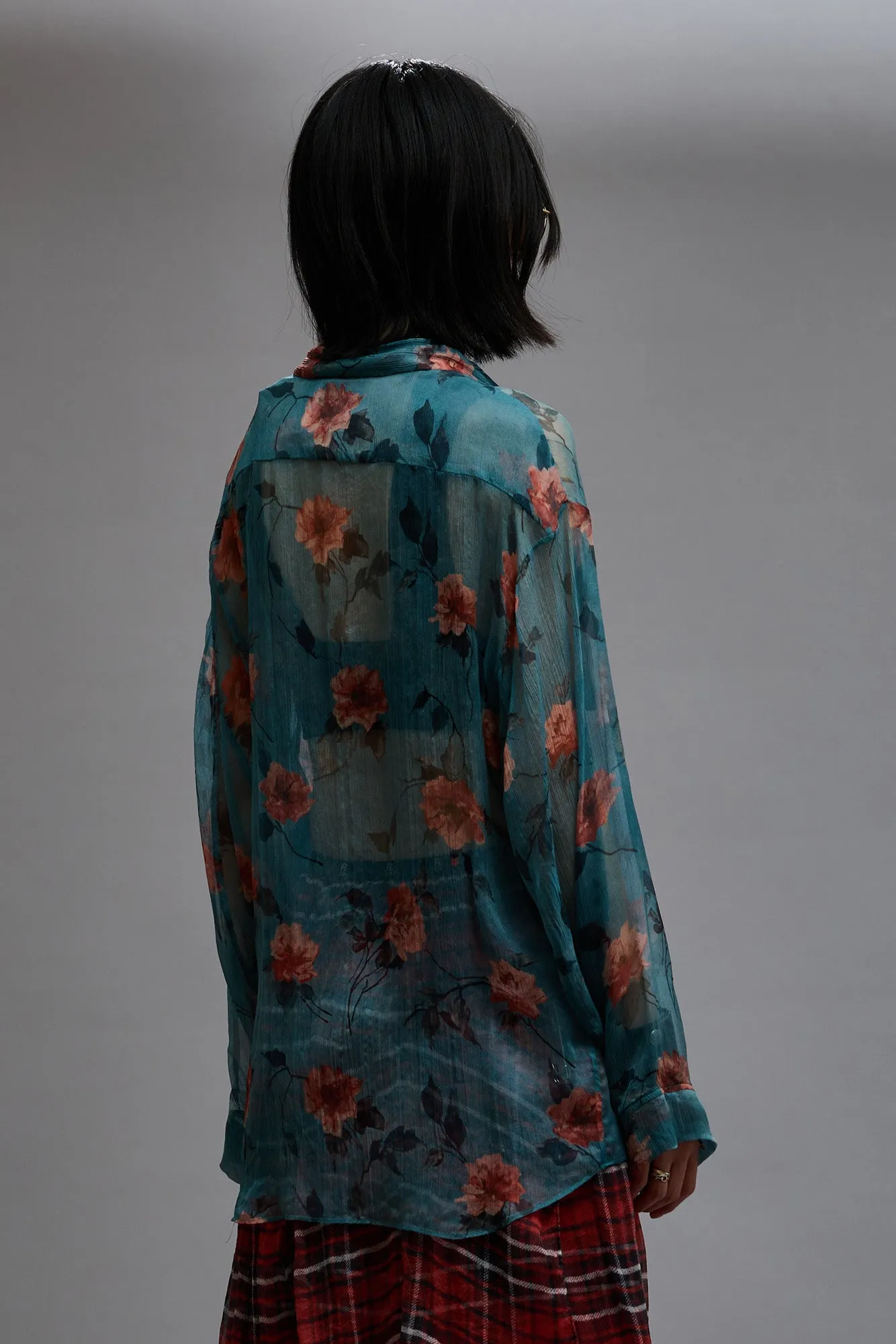 BELLOW POCKET RELAXED SHIRT - BLUE FLORAL sold by R13 product image thumbnail 5