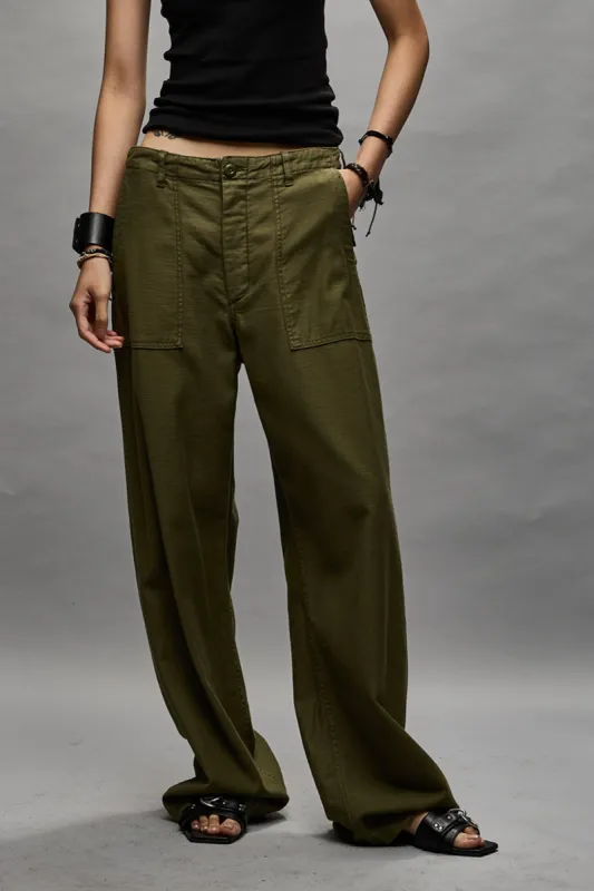 WIDE LEG UTILITY PANT - OLIVE sold by R13